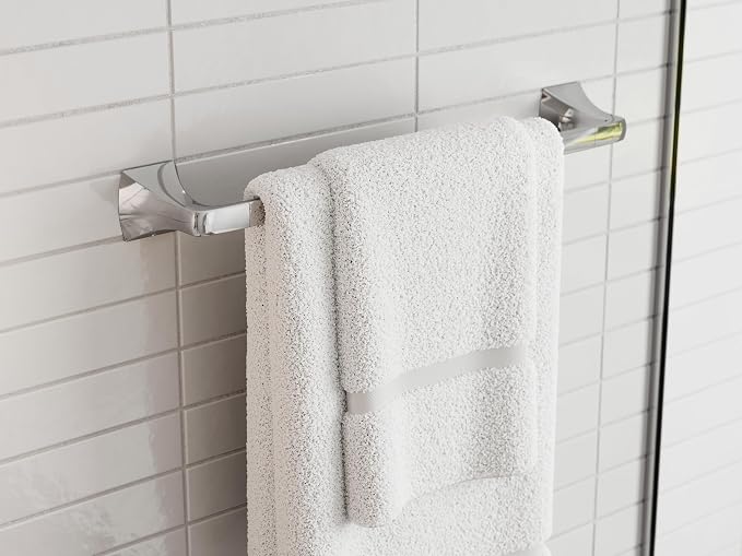 Pfister Bruxie Bath Towel Bar for Bathroom, Wall-Mounted, Polished Chrome Finish - Image 2