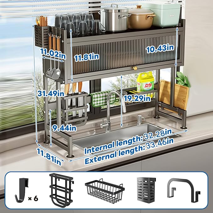 Over the Sink Dish Drainer Drying Rack 3 Tier Over Sink Dish rack - Image 6