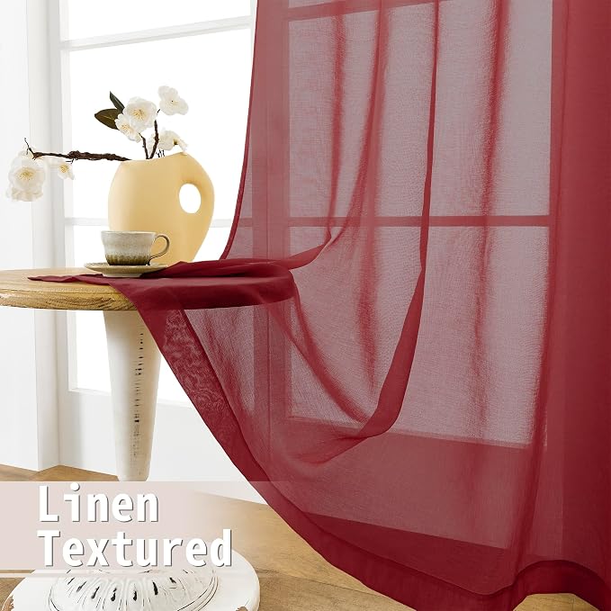 Tollpiz Short Sheer Door Curtains Closet Linen Textured Curtains Sheer Doorway - Image 4