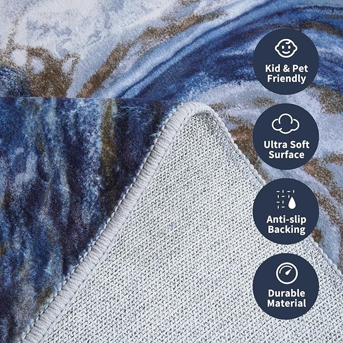 3x5 Washable Area Rugs for Living Room, Modern Abstract Rug Entryway Kitchen Non Slip Throw Rug, Stain Resistant Carpet for Dining Room Playroom Bedroom, Pet & Kids Friendly