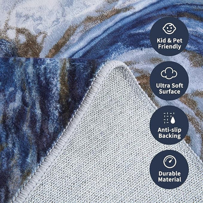 3x5 Washable Area Rugs for Living Room, Modern Abstract Rug Entryway Kitchen Non Slip Throw Rug, Stain Resistant Carpet for Dining Room Playroom Bedroom, Pet & Kids Friendly