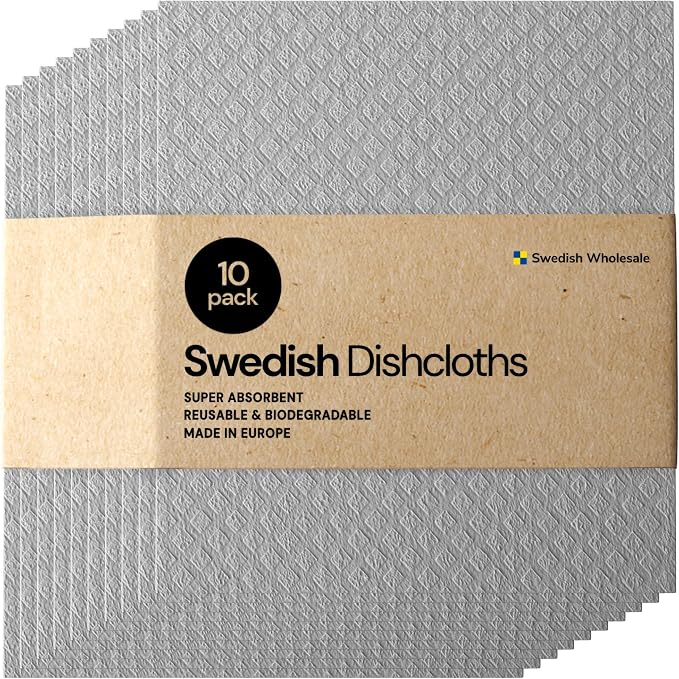 Swedish Wholesale Dishcloths Reusable 8" x 7" Sponge Cloths, Bulk 10 Pack of by SwedishWholesale