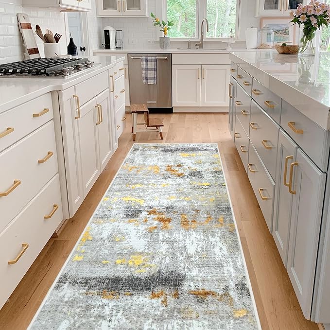 Runner Rug Washable 3x69 FT, Non Slip Rubber Backing Abstract Carpet, Soft Area Rugs for Bedroom Kitchen Hallway Entryway Bathroom, Customized
