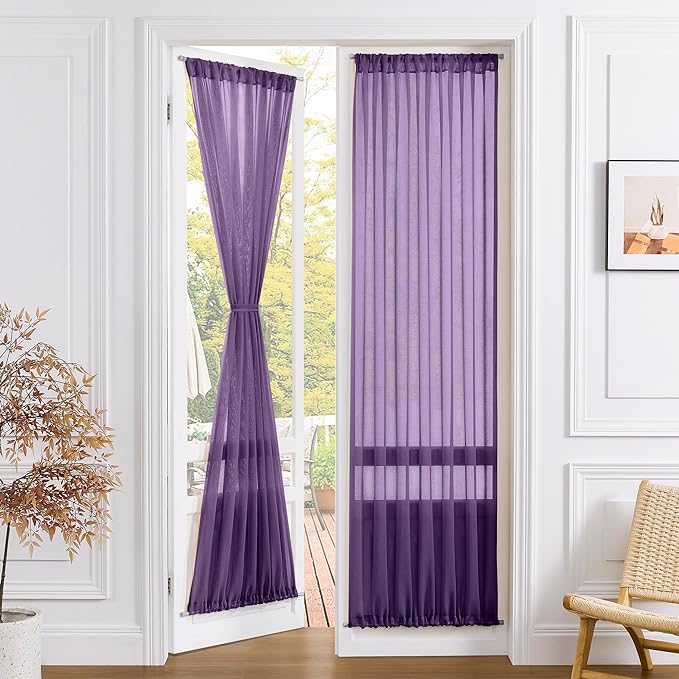 Tollpiz Sheer Door Curtains Closet Linen Textured Curtains Sheer Doorway Light by Tollpiz