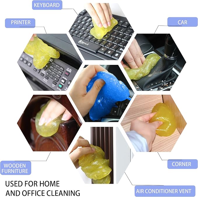 KWBLWFCar Cleaning Gel 2Pcs for Air Vents, Cup Holders & Keyboards – Reusable - Image 4