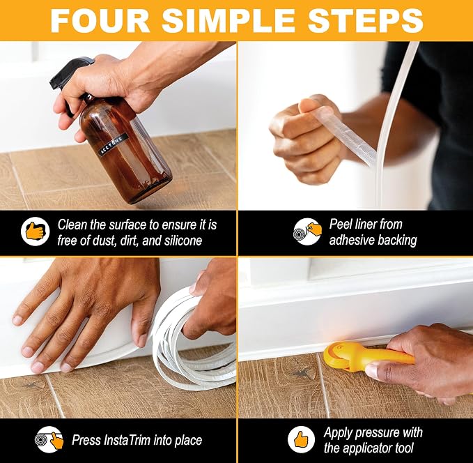 InstaTrim New & Improved Self-Adhesive Caulk Trim, 1/2" x 10', Water Resistant - Image 7