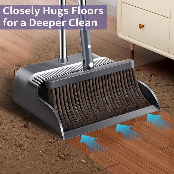 Broom and Dustpan Set, 51.6" Long Handle Broom - Image 2