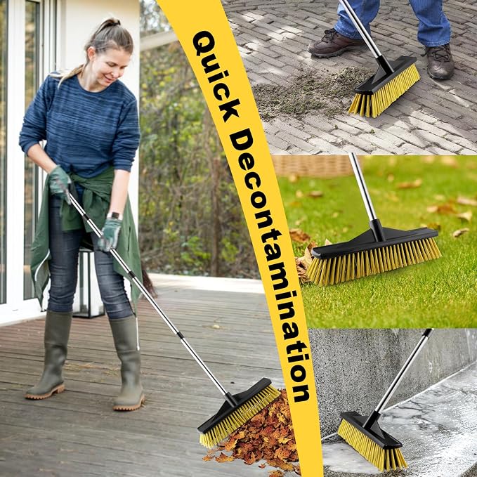 16" Push Broom for Outdoor Heavy Duty, Push Brooms - Image 4