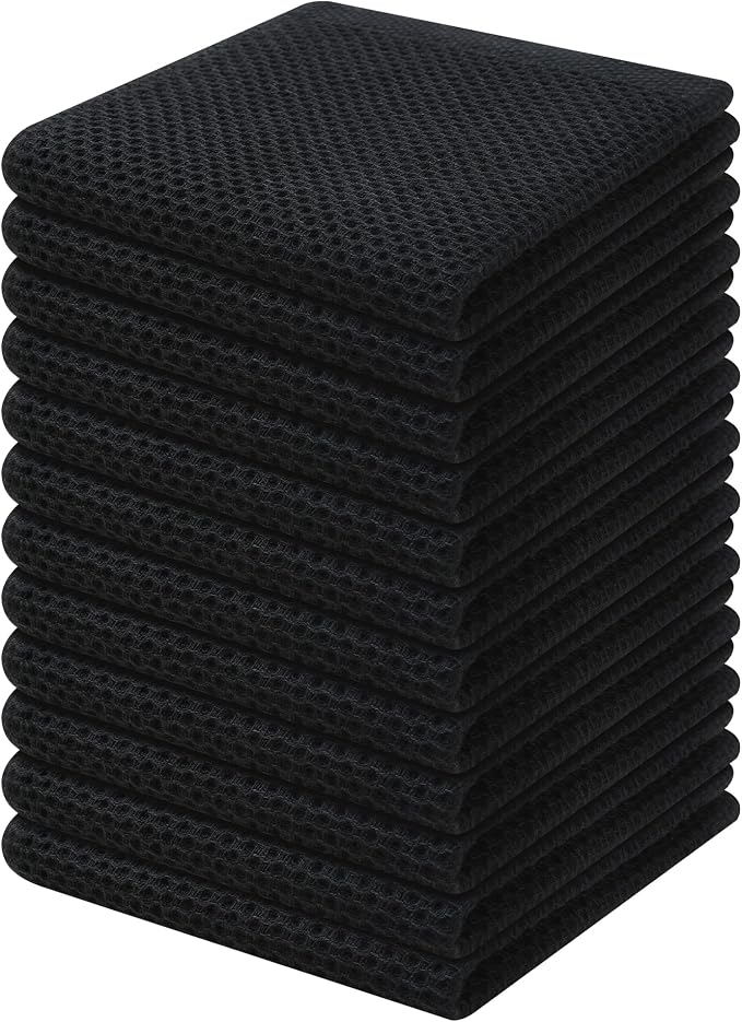 Kitinjoy 100% Cotton Kitchen Dish Cloths, 12 Pack Waffle Weave Ultra Soft by Kitinjoy
