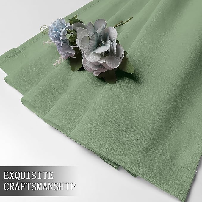 Tollpiz Sheer Curtains Bedroom Linen Textured Curtain Sheers Light Filtering - Image 7