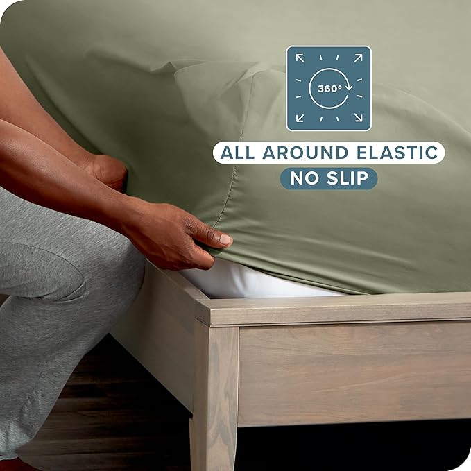 Bare Home 2-Pack Fitted Bottom Sheets Split King - Premium 1800 Ultra-Soft Wrinkle Resistant Microfiber - Deep Pocket - 4 Twin XL Fitted Sheets (Split King, Sage)