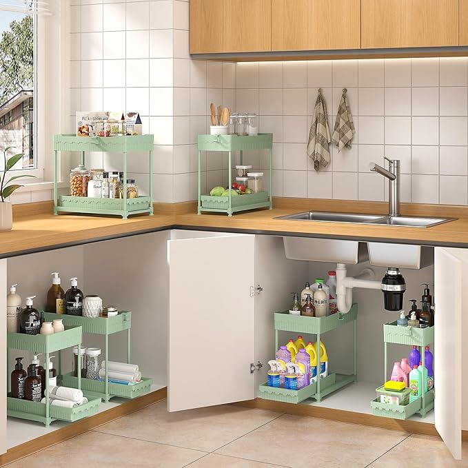 Under Sink Organizer, Bathroom Organizers and Storage, 2 Tier Multi-Use Pull - Image 4