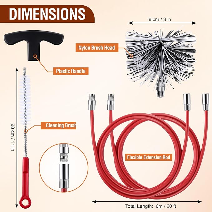 Feekoon Pellet Stove Cleaning Kit, 20 FT Flexible Steel Rod - Image 2