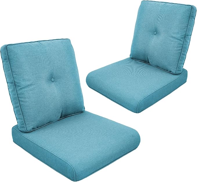 Patio Cushions for Outdoor Furniture - 22" x 25" x 4" UV Resistant Thick Foam Cushions Water Resistant Replacement Cushion for Outdoor Patio Furniture Chair/Sofa/Couch | Light Blue | 2-Pack |