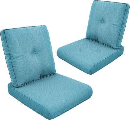 Patio Cushions for Outdoor Furniture - 22" x 25" x 4" UV Resistant Thick Foam Cushions Water Resistant Replacement Cushion for Outdoor Patio Furniture Chair/Sofa/Couch | Light Blue | 2-Pack |