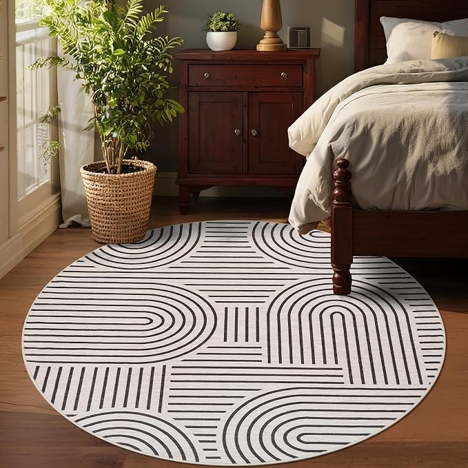 Washable Rug 4ft Area Rugs for Living Room, Abstract Rug for Bedroom, Soft - Image 2