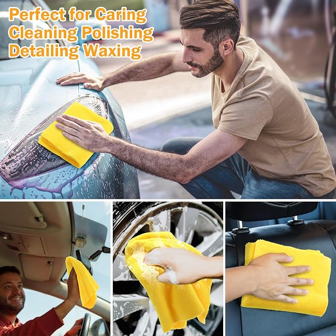 Tallew 16 Pcs Car Microfiber Towels Buffing Drying Wash Cleaning Cloths Plush - Image 6