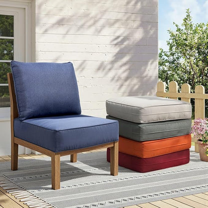 Outdoor Cushion Set for Furniture Patio Furniture, UV Resistant, Water Resistant - 6 Inch Thick Foam Garden Cushions– 24x24 Inch Patio Seat Covers for Chair/Sofa/Couch | Blue | 4-Pack |