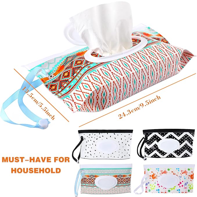 FEBSNOW 4 Pack Baby Refillable Baby Wet Wipe Dispenser, Reusable Wipes Pouch - Image 2