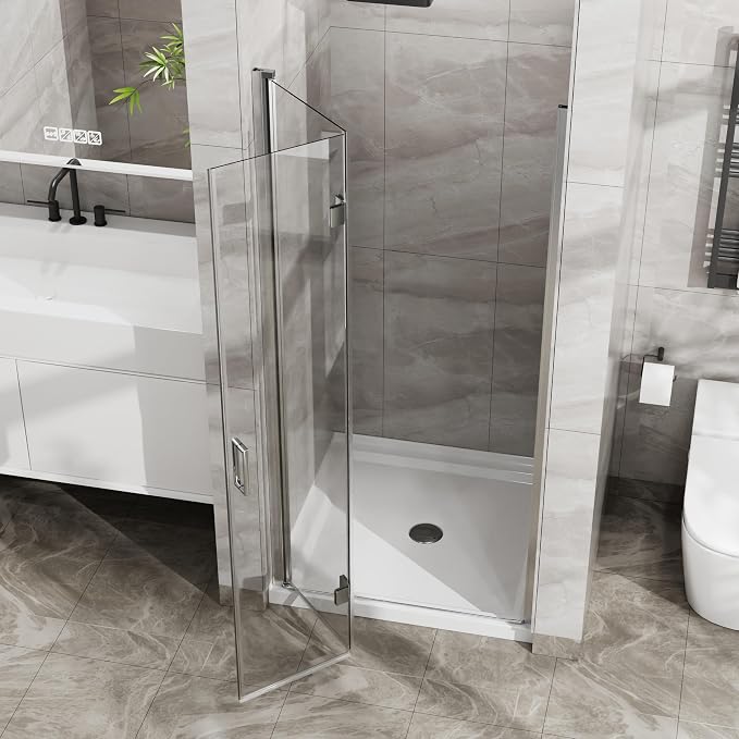 Frameless Bi-Fold Shower Door 34" W x 72" H, 1/4" Clear Tempered Glass - Image 2