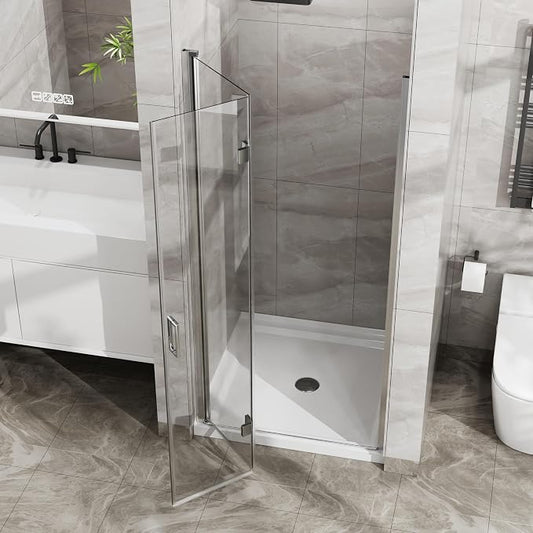 Frameless Bi-Fold Shower Door 34" W x 72" H, 1/4" Clear Tempered Glass - Image 2