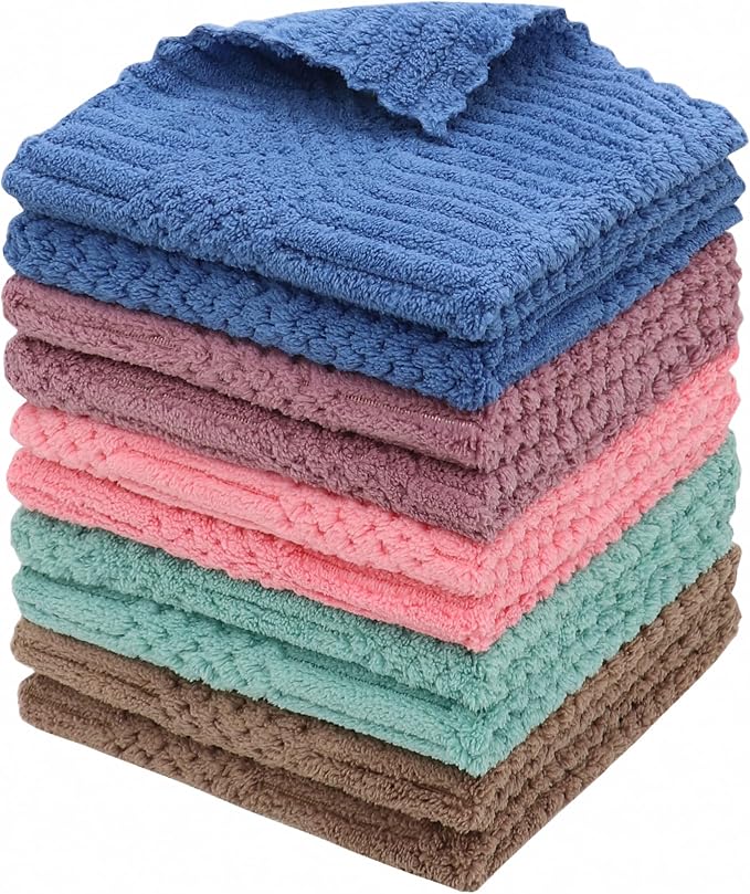 Microfiber Cleaning Cloth Lint Free Cleaning Rags, 10 Pack Fast Drying Dish Rags by HFGBLG