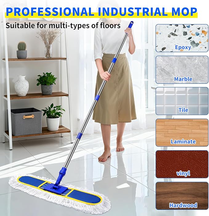 29.5" Commercial Dust Mop for Floor Cleaning, Heavy Duty Floor Duster - Image 3