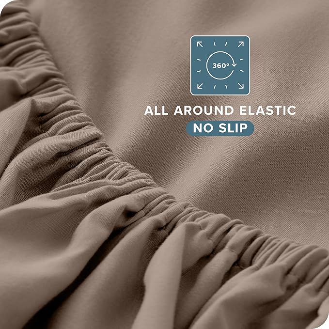 Bare Home Full XL Sheet Set - Luxury 1800 Ultra-Soft Microfiber Full Extra Long Bed Sheets - Double Brushed - Deep Pockets - Easy Fit - 4 Piece Set - Bedding Sheets & Pillowcases (Full XL, Taupe)