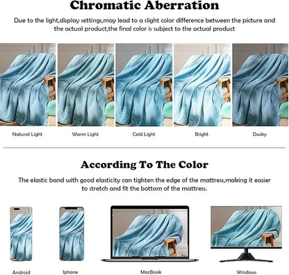 NEWCOSPLAY Super Soft Twin Blanket Light Blue Premium Silky Flannel Fleece Leaves Pattern Lightweight Bed Blanket All Season Use (Light Blue, Twin(60"x80"))