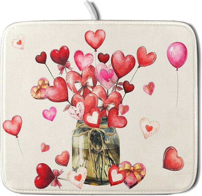 Valentine's Day Dish Drying Mat by Sweetshow