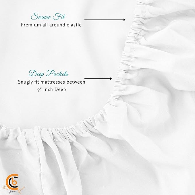 Twin Size Cot Sheet Set 31" x 75" x 9" 3 Piece - Cot Size Fitted Sheets fits Upto 9" with Narrow Twin/Camp Bunk/Rvs Bunk/Guest Beds/Trifold Mattress,Twin Sheet Set, White