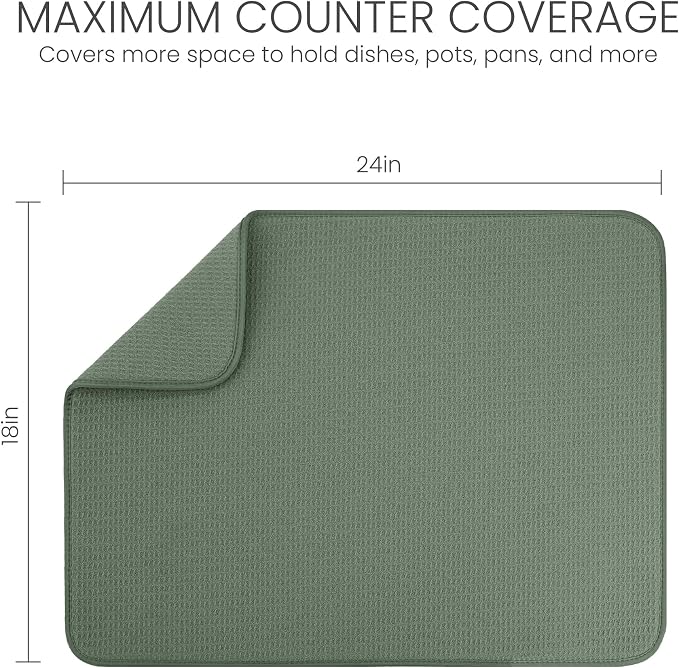 Bellemain XXL Dish Mat 24" x 17" Microfiber Dish Drying Mat, Super absorbent - Image 2