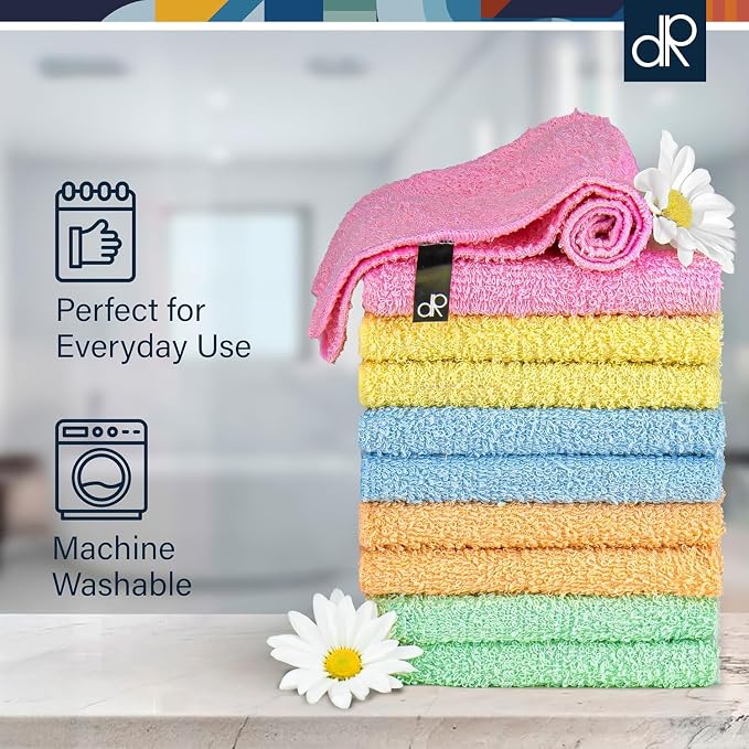 DecorRack 20 Pack 100% Cotton Wash Cloth, Luxurious Soft, 12 x 12 inch Ultra - Image 5