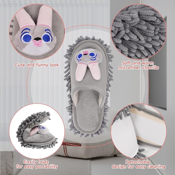 Liitrton Mop Slippers Cartoon Mop Shoes, Washable Microfiber Slippers - Image 4