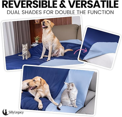 SILLY LEGACY Thin Reversible Waterproof Protective Bed Cover (King Size, 100 x 96 inch), for Pets, Babies; Incontinence, Dirt, Drool