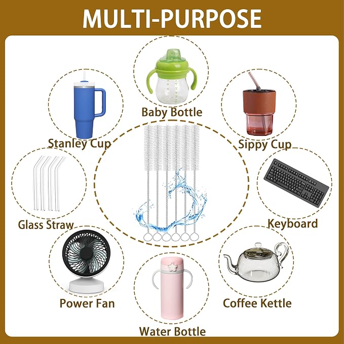 Straw Brush Cleaner with 304 Stainless Steel Handle, Straw Cleaner Brush Extra - Image 7