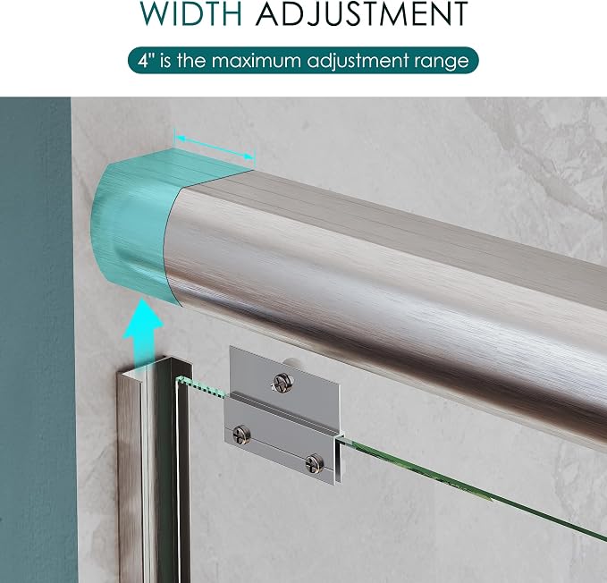 ELEGANT Double Sliding Shower Door 56-60" W x 72" H, Semi-Frameless Bypass - Image 3