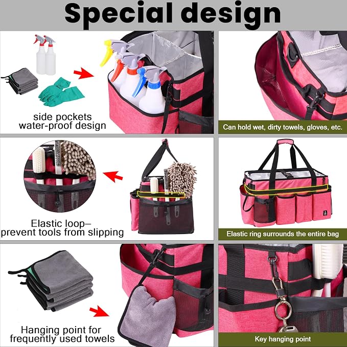 Extra large Cleaning Caddy Bag Built-in Sturdy Support Board, Cleaning Organizer - Image 5