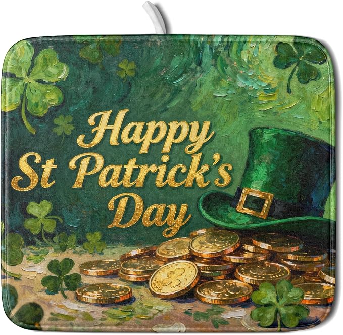 St Patrick's Day Dish Drying Mat by Aytipun