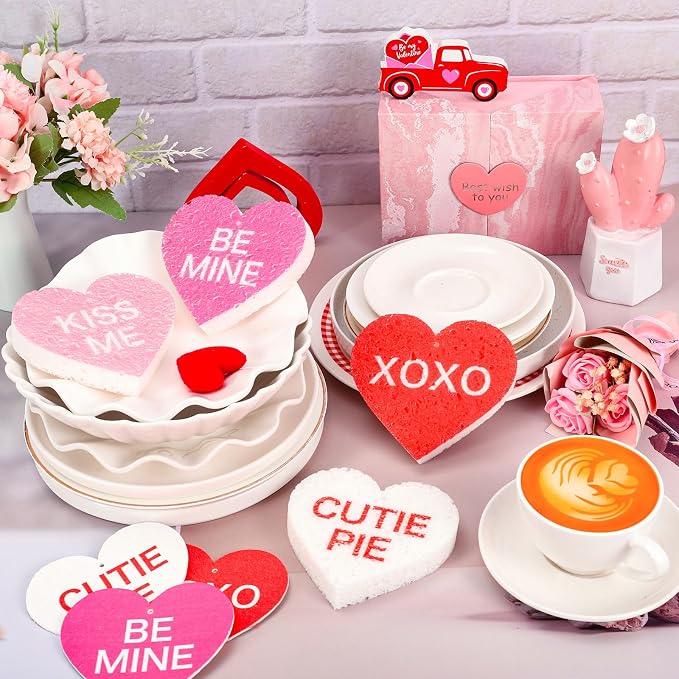 Whaline 8Pcs Valentine’s Day Kitchen Sponges Water Absorbing Dish Washing - Image 7