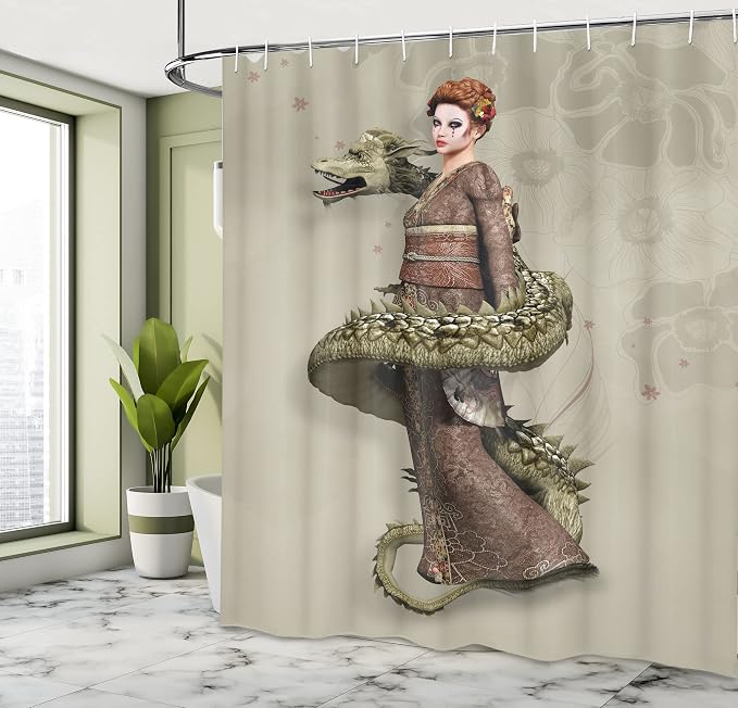 Ambesonne Fantasy Shower Curtain, Westernly Geisha - Image 4