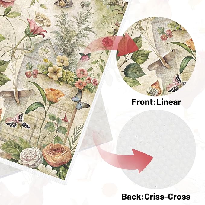 Floral Swedish Dishcloths for Kitchen, 6 Pack Vintage Reusable Dish Paper Hand - Image 4
