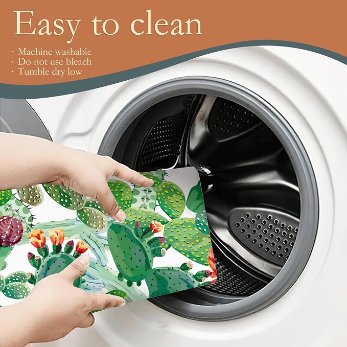 Green Cactus Dish Drying Mat, Tropical Plant Drying Rack Pad Countertop Dishes - Image 5