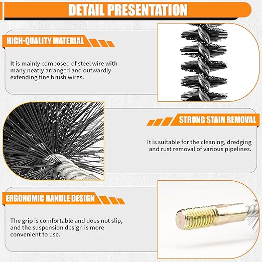 1Pc 18mm Round Tube Cylinder Bores Cleaning Wire Brush Stainless Steel - Image 3