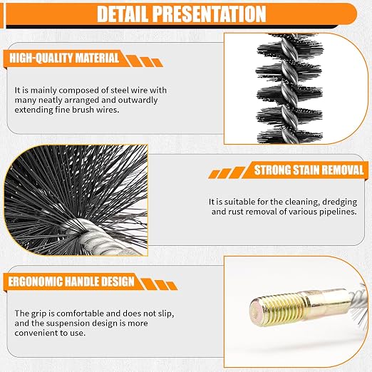 1Pc 3" Round Pipe Tube Stainless Steel Wire Brush 75mm - Image 3