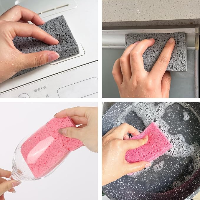 48Pcs Kitchen Sponges- Compressed Cellulose Sponges Natural Dish Sponge - Image 7