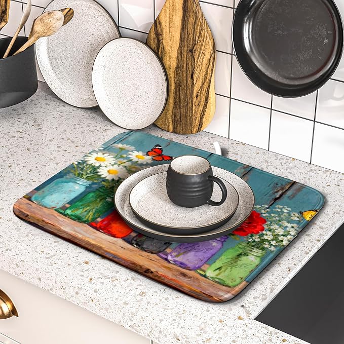 Spring Summer Floral Dish Drying Mat - Image 5