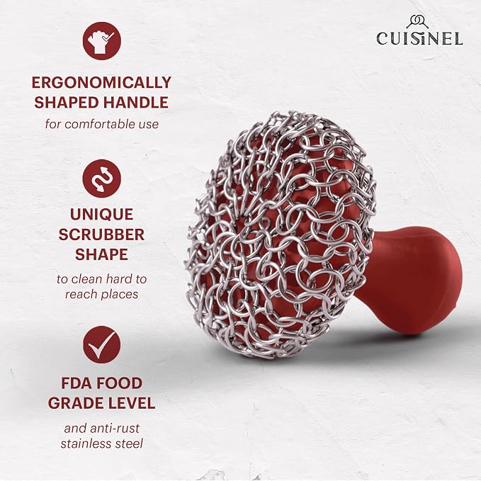 Cuisinel Cast Iron Chainmail Scrubber + Pan Scraper - Image 3