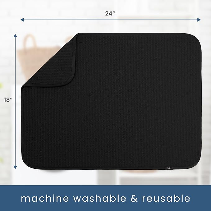 S&T INC. Dish Drying Mat XL, 18” x 24”, Absorbent Microfiber Kitchen Counter Mat - Image 6