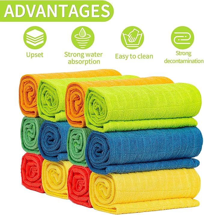 HELOMOR 12 Extra Large Microfiber Cleaning Cloths, Reusable Multi-Purpose - Image 2